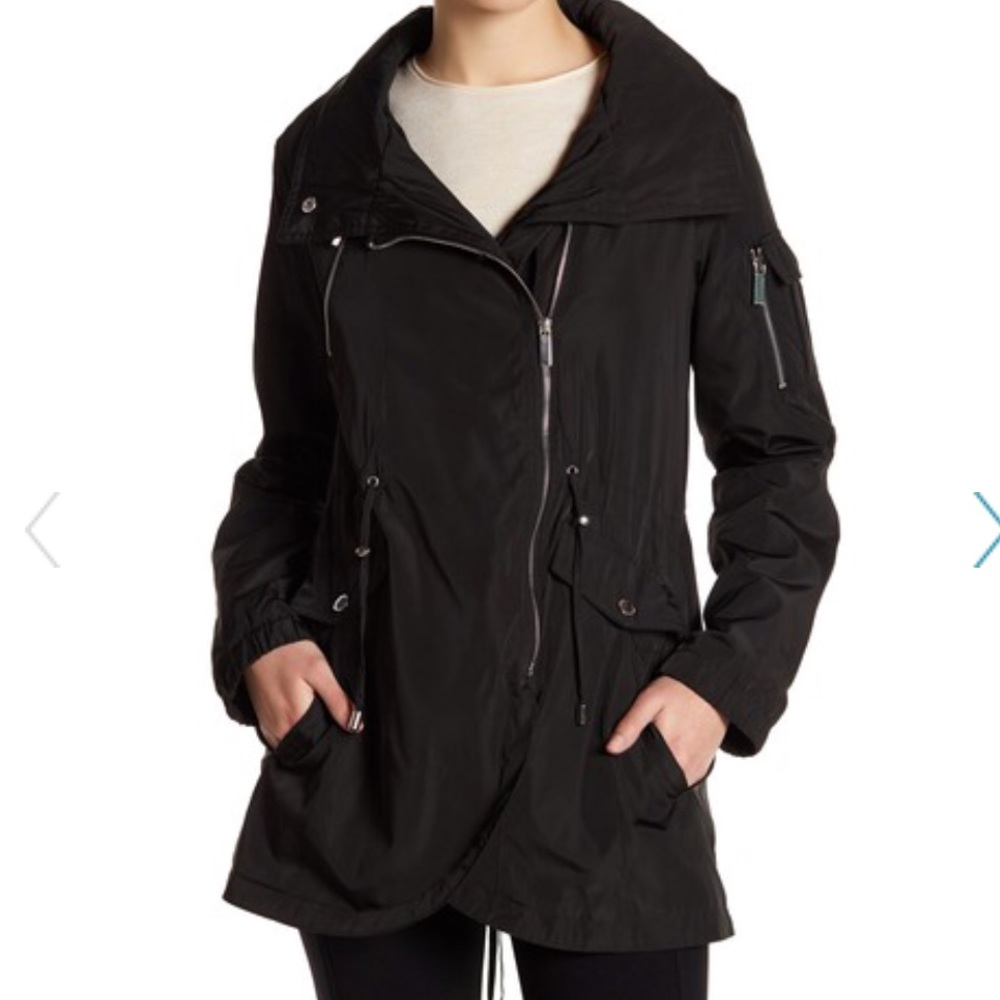 French Connection Rain Coat with Storable Hood